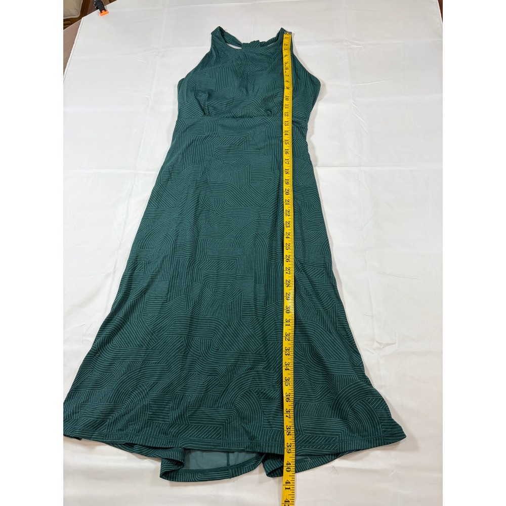 Prana Green Geometric Halter Midi Dress with Built-in Bra Womens Medium - Picture 7 of 15